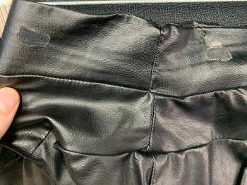 EXPRESS, Black, Faux Leather, Viscose, Solid, 2 Ruffles on Yoke, Side Zipper, Hanger Damage See Detail Photo,