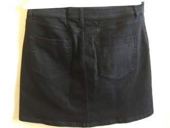 VINCE CAMUTO, Faded Black, Cotton, Spandex, Solid, Faded Black Denim Stretchy, 1.5" Waistband with Belt Hoops, Silver Button Front, 4 Pockets