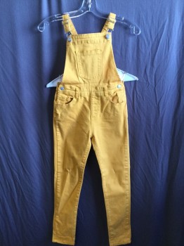 Childrens, Overalls, COTTON ON KIDS, Mustard Yellow, Cotton, Solid, 9-10, with Bib, Silver Buttons