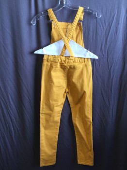 Childrens, Overalls, COTTON ON KIDS, Mustard Yellow, Cotton, Solid, 9-10, with Bib, Silver Buttons