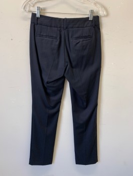 J.CREW, Black, Gray, Wool, Stripes - Pin, Slacks, Mid Rise, Straight Leg, 1.5" Wide Self Waistband, Zip Fly, Belt Loops, 4 Pockets