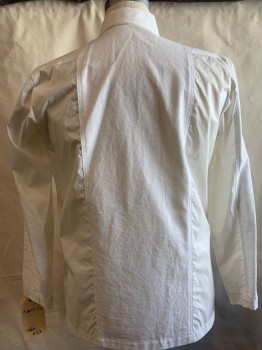Mens, Jacket, NL/ MTO, White, Cotton, Synthetic, Solid, 44, Off Center Zip Front, Asymmetrical Hem, Collar Stand with Zipper Detail, 2 Pockets,