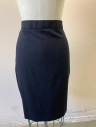 J.CREW, Black, Gray, Wool, Stripes - Pin, Pencil Skirt, Above Knee Length, 1" Wide Self Waistband, Vent at Center Back Hem, Invisible Zipper in Back