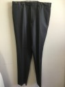 JB BRITCHES, Charcoal Gray, Wool, Solid, Flat Front, Belt Loops, Button Tab,