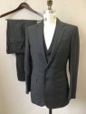 RALPH LAUREN, Gray, Black, Wool, Plaid, Single Breasted, 2 Buttons, Hand Picked Collar/Lapel, 3 Pockets, Double, See FC024119 - FC024121