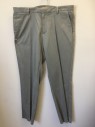 CALVIN KLEIN, Lt Gray, Cotton, Polyester, Solid, Flat Front, Zip Front,