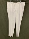 ANGELO ROSSI, White, Polyester, Rayon, Stripes - Shadow, Pleated Front, Zip Fly, Button Tab Closure, 4 Pockets, Belt Loops,