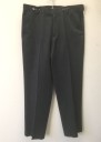 KENNETH COLE REACTIO, Dk Gray, Polyester, Solid, Flat Front, Tab Waist, Zip Fly, 4 Pockets, Straight Leg