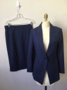 THEORY, Navy Blue, Wool, Lycra, Solid, Peaked Lapel, 1 Button Single Breasted, 2 Pockets with Flaps, 1 Welt Pocket