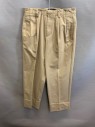IZOD, Khaki Brown, Poly/Cotton, Side Pockets, Zip Front, Pleated Front, 2 Welt Pockets, Mults
