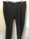 CHAPS, Charcoal Gray, Wool, Solid, Flat Front,