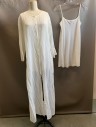 THEORY, Bone White, Cotton, Polyester, Solid, DRESS, Round Neck, L/S, Button Front, 2 Pockets, Slits on Both Sides, Sheer