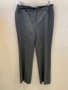 CALVIN KLEIN, Dk Gray, White, Polyester, Synthetic, Stripes - Pin, Pants, Zip Front, Hook Closure, Fake Pockets, F.F
