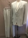 MARIO ROSSI, Dove Gray, Wool, Solid, Single Breasted, Notched Lapel, 3 Buttons, 3 Pockets, 1990s