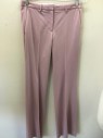 THEORY, Pink, Wool, Elastane, Solid, PANTS: Flat Front, Creased Leg, Slit Pockets