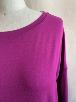 EILEEN FISHER, Purple, Viscose, Spandex, Solid, Round Neck, Long Sleeves, Knit