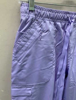 EON MAVEN, Lavender Purple, Polyester, Rayon, Solid, Drawstring, 3 Patch Pockets with Zipper, Cargo Pocket, 2 Welt Pockets, Metal D Ring