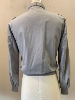 MEMBERS ONLY, Gray, Poly/Cotton, Solid, Zip front, Woven Banding Around Neck, Waist, and Cuffs