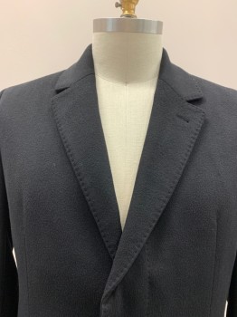 HUGO BOSS, Black, Wool, Notched Lapel, Single Breasted, Concealed Buttons, 2 Pockets