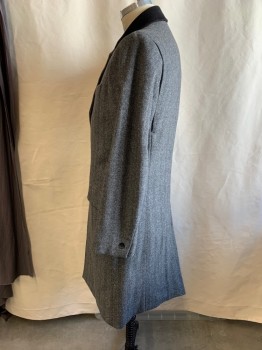RAG & BONE, Black, White, Wool, Cashmere, Herringbone, Single Breasted, 3 Bttns, 1/2 Solid Black Notched Lapel, 3 Pckts, Cuffs Have Been Turned Under And Stitched 2"