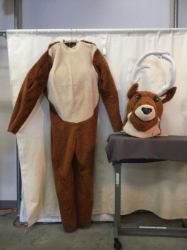 MTO, Brown, Beige, Synthetic, Solid, Brown/ Beige Reindeer Walkabout Body, Built in Chest and Knobby Arm Padding, Back Zipper,