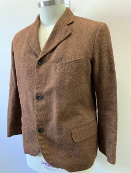 SIAM COSTUMES MTO, Brown, Multi-color, Wool, Stripes - Pin, Heavy Wool, Dotted Pinstripes with Ombre Blue, Pink and Lime, Single Breasted, Notched Lapel, 3 Buttons, 3 Pockets,
