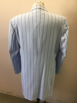 ALBERTO CELINI, Baby Blue, Navy Blue, Synthetic, Stripes, Stripes - Pin, Single Breasted, 5 Buttons, Zoot Suit Like