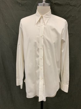 DARCY, Off White, Cotton, Solid, Button Front, Collar Attached, Long Sleeves, Button Cuff,