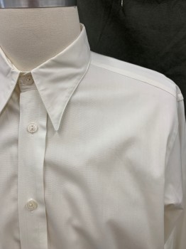 DARCY, Off White, Cotton, Solid, Button Front, Collar Attached, Long Sleeves, Button Cuff,