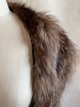 N/L, Lt Brown, Cream, Fur, Heathered, Solid, Light and Dark Brown Fur with Cream Tips *Fur is Coming Out on Back Right Side, Fur is Coming Off and Worn in Several Places*
