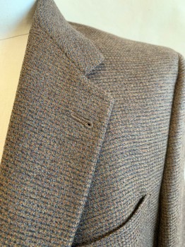 HART SCHAFFNER MARX, Brown, Gray, Wool, 2 Color Weave, Notched Lapel, Single Breasted, Button Front, 2 Buttons, 3 Pockets