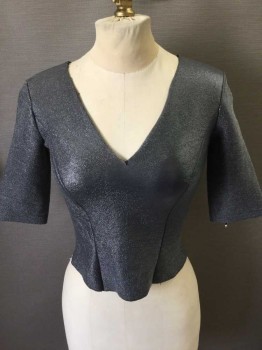 MTO, Pewter Gray, Synthetic, Solid, Short Sleeve,  V-neck, Center Back Zipper, Double