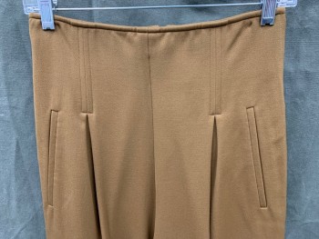 N/L, Brown, Rayon, Nylon, Solid, Thick, High Waisted, Hollywood Pleated Waist, Zip Back, Stirrups