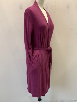 DKNY, Plum Purple, Modal, Spandex, Belted Waist, L/S, Hem at Knee *Small Stains at Back Neck