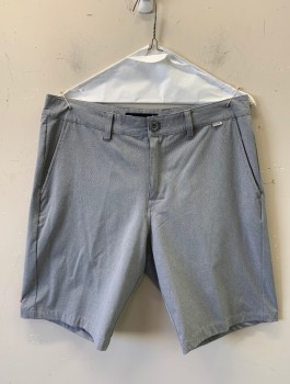 TRAVIS MATHEW, Gray, Polyester, 2 Color Weave, Zip Fly, 4 Pockets, Belt Loops, 9.5" Inseam