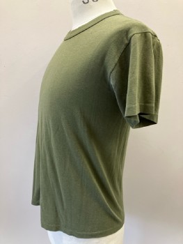 N/L, Olive Green, Cotton, Solid, CN, S/S,