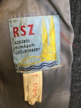 RSZ, Gray, Dk Gray, Wool, Plaid, Double Breasted, 4 Buttons, Wide Lapel, 2 Pockets with Flaps, Worn Lining