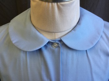 BECKY THATCHER, Baby Blue, Cotton, Polyester, Solid, (MULTIPLE)  Scalloped Collar Attached, Button Front, 1 Pocket, Long Sleeves,