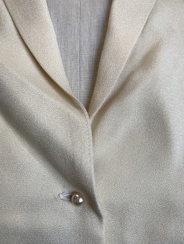 N/L MTO, Cream, White, Polyester, Solid, Crepe Dickie Attached to Spandex Sleeveless Tank, Shawl Collar, 3 Pearl Buttons, Made To Order 1930's Reproduction