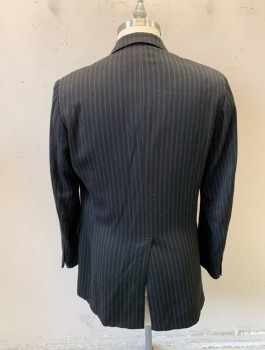 N/L MTO, Espresso Brown, Lt Brown, Wool, Stripes - Pin, Single Breasted, Notched Lapel, 3 Buttons, 3 Pockets, Caramel Paisley Pattern Jacquard Lining, Multiples,