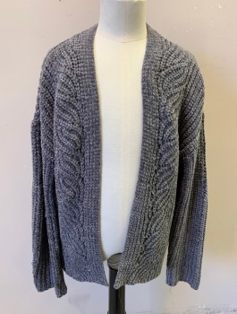 ART CLASS, Gray, Polyester, Solid, Girls, Chenille Knit, Open Front with No Closures, Long Sleeves