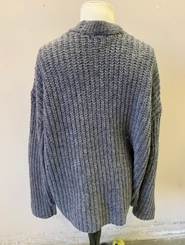 ART CLASS, Gray, Polyester, Solid, Girls, Chenille Knit, Open Front with No Closures, Long Sleeves