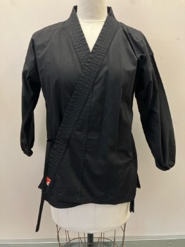 GTMA , Black, Cotton, Solid, Crossover Open Front, L/S, Karate Gi