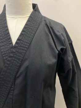 GTMA , Black, Cotton, Solid, Crossover Open Front, L/S, Karate Gi