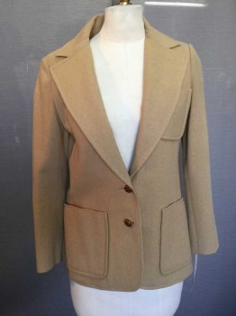 Dalton, Tan Brown, Wool, Solid, Notched Lapel, 2 Buttons,  3 Pockets,