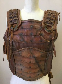 MTO, Brown, Leather, Studded Leather, Lace Up Sides, Woven Straps, See Photo Attached,