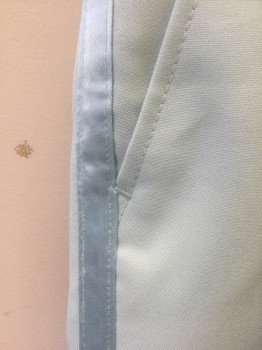 DUMB AND DUMBER, Lt Blue, Polyester, Solid, Flat Front, Satin Side/Outseam Stripe, Zip Fly, Adjustable Tabs at Sides, Straight Leg, Costume Reproduction of Corny 70's/80's Tuxedo