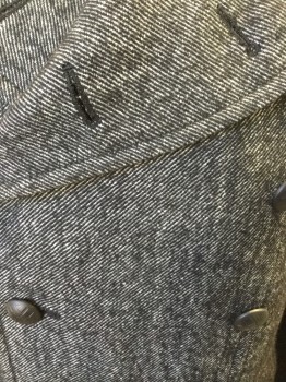 JAEGER, Black, White, Wool, Speckled, Stripes - Pin, Salt and Pepper,micro Pinstripe,  Double Breasted, Pocket Flap, Peaked Lapel, Hidden Back Pleat