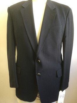 DELFINO, Navy Blue, Wool, Solid, 2 Buttons,  Notched Lapel, 3 Pockets,