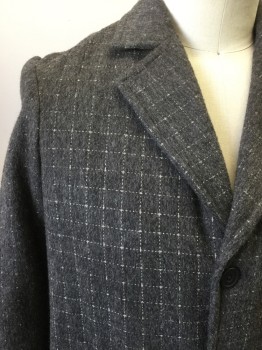 MTO, Gray, Lt Gray, Wool, Plaid-  Windowpane, Felt with Screen Print Windowpane, Worn Off in Some Places. 3 Buttons,  Single Breasted, 2 Pockets, Notched Lapel,